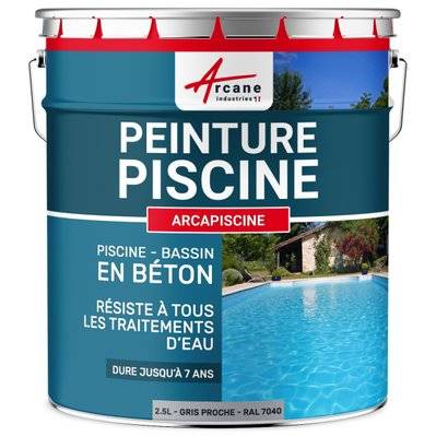 PEINTURE PISCINE BÉTON - 12  Couleurs - HAUTE RESISTANCE 7 ans  - ARCAPISCINE-2.5 L Blanc - 24_24697 - 3700043470002