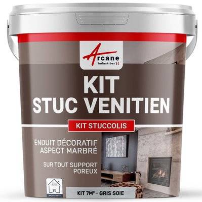Kit stuc venitien enduit stucco spatulable décoratif - KIT STUCCOLIS-kit jusqu'à 7 m² Gris Soie - 171_25008 - 3700043422018