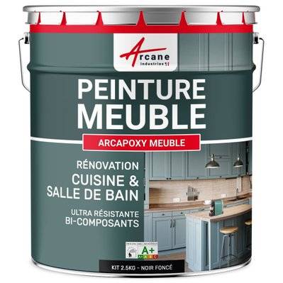 Peinture pour Meuble Cuisine et Salle de Bain - ARCAPOXY-2.5 kg (jusqu'à 30 m² en 2 couches) Noir foncé - RAL 9005 - 261_25832 - 3700043419391