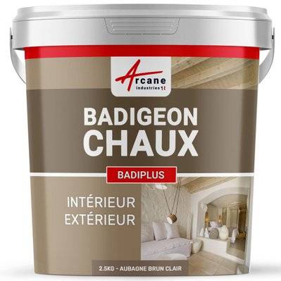 Badigeon à la chaux intérieur extérieur - BADIPLUS-2.5 kg (jusqu'à 12.5 m²) Aubagne - Brun Clair - 191_24648 - 3700043423206