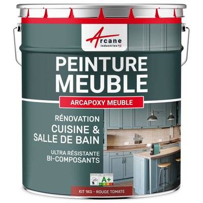 Peinture pour Meuble Cuisine et Salle de Bain - ARCAPOXY-1 kg (jusqu'à 12 m² en 2 couches) Rouge Tomate - RAL 3013 - 261_25810 - 3700043419162