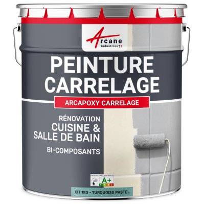 Peinture Carrelage Cuisine & Salle de bain - ARCAPOXY CARRELAGE 1 kg (jusqu'à 10 m² en 2 couches) - RAL 6034 - Turquoise Pastel - 245_25182 - 3700043418073
