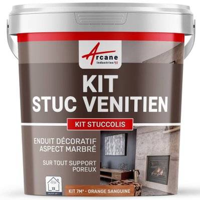 Kit stuc venitien enduit stucco spatulable décoratif - KIT STUCCOLIS-kit jusqu'à 7 m² Orange Sanguine - 171_25010 - 3700043422032