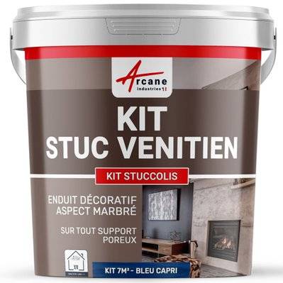 Kit stuc venitien enduit stucco spatulable décoratif - KIT STUCCOLIS-kit jusqu'à 7 m² Bleu Capri - 171_25011 - 3700043422049