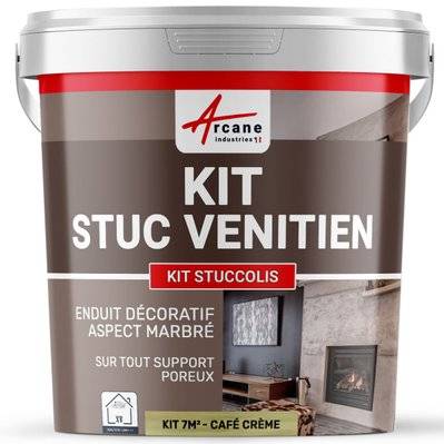 Kit stuc venitien enduit stucco spatulable décoratif - KIT STUCCOLIS-kit jusqu'à 7 m² Cafe Creme - 171_25013 - 3700043422063