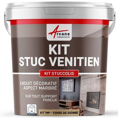 Kit stuc venitien enduit stucco spatulable décoratif - KIT STUCCOLIS-kit jusqu'à 7 m² Terre De Sienne - 171_25012 - 3700043422056