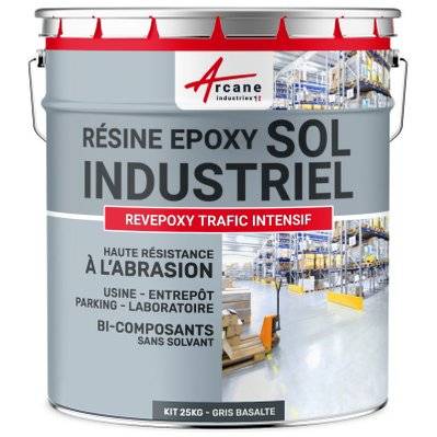 PEINTURE SOL - Résine Epoxy : REVEPOXY TRAFIC INTENSIF-25 kg (jusqu'à 50 m² en 2 couches) Gris Basalte - RAL 7012 - 55_24773 - 3700043491762