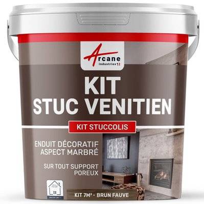 Kit stuc venitien enduit stucco spatulable décoratif - KIT STUCCOLIS-kit jusqu'à 7 m² Brun Fauve - 171_25018 - 3700043422117