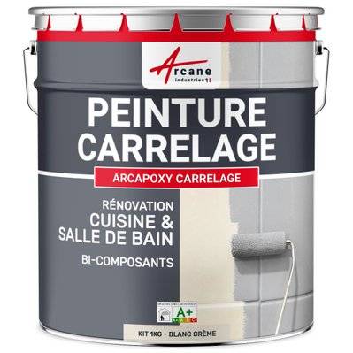 Peinture Carrelage Cuisine & Salle de bain - ARCAPOXY-1 kg (jusqu'à 10 m² en 2 couches) Blanc Cassé - Crème - RAL 9001 - 245_25186 - 3700043418110