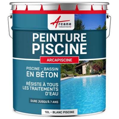 PEINTURE PISCINE BÉTON - 12  Couleurs - HAUTE RESISTANCE 7 ans  - ARCAPISCINE-10 L Blanc - 24_24699 - 3700043470101