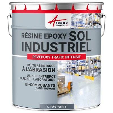 PEINTURE SOL - Résine Epoxy : REVEPOXY TRAFIC INTENSIF-5 Kg (jusqu'à 10 m² en 2 couches) Gris 2 - RAL 7046 - 55_24764 - 3700043491670