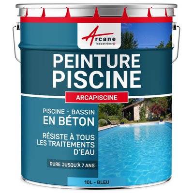 PEINTURE PISCINE BÉTON - 12  Couleurs - HAUTE RESISTANCE 7 ans  - ARCAPISCINE-10 L Bleu - 24_24700 - 3700043470200