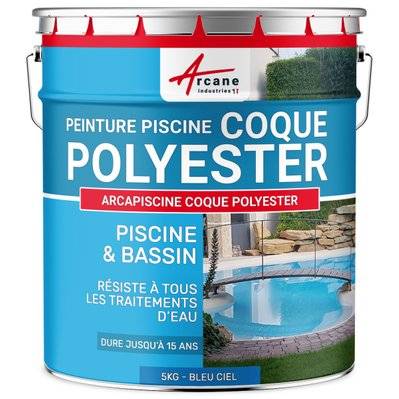 Peinture Piscine Coque polyester-5 kg (jusqu'à 15m² pour 2 couches) Bleu Ciel - RAL 5015 - 175_30692 - 3700043497450