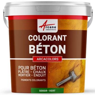 Pigments Colorants Premium pour enduit, béton, mortier, chaux, platre - ARCACOLORS-500 gr Vert - 91_24742 - 3700043480544
