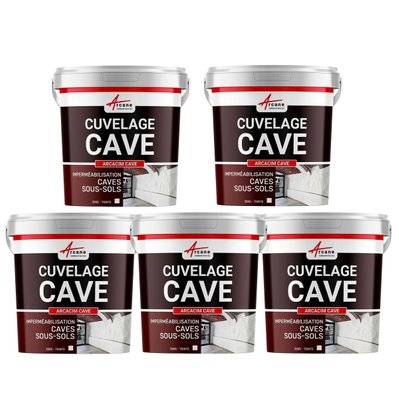 Enduit de cuvelage hydrofuge - Étanchéité cave sous-sol garage / ARCACIM CAVE-Offre Spéciale : 5 x 25 Kg Blanc - 17_31300 - 3700043412576