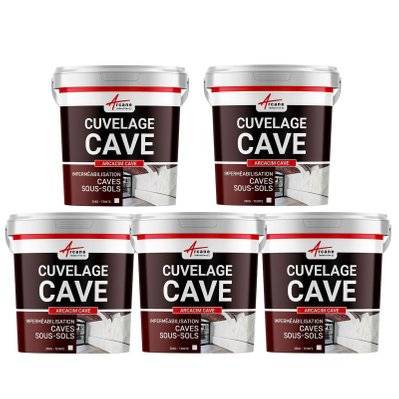 Enduit de cuvelage hydrofuge - Étanchéité cave sous-sol garage / ARCACIM CAVE-Offre Spéciale : 5 x 25 Kg Gris - 17_31301 - 3700043412583