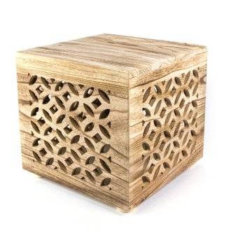 Tabouret table d'appoint cube bois table de chevet cube bois marron table basse étagère 39x40x40 cm TABA06015