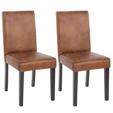 Lot de 2 chaises de salle à manger synthétique marron pieds foncés CDS04050 - cds04050 - 3000077054286