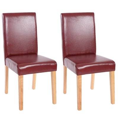 Lot de 2 chaises de salle à manger synthétique rouge/brun pieds clairs CDS04034 - cds04034 - 3000071913169