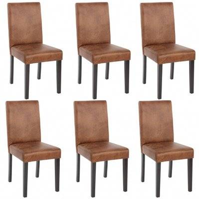Lot de 6 chaises de salle à manger synthétique marron vieilli pieds foncés CDS04250 - cds04250 - 3000077277661