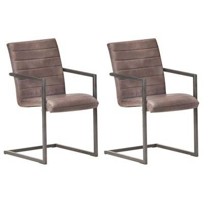 Lot de 2 chaises de salle à manger cuisine cantilever design rétro cuir marron véritable CDS020346 - CDS020346 - 3001079899783