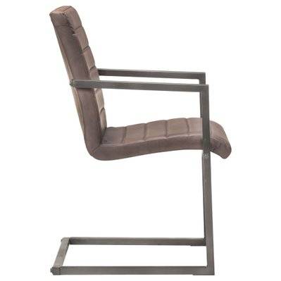 Lot de 2 chaises de salle à manger cuisine cantilever design rétro cuir marron véritable CDS020346 - CDS020346 - 3001079899783