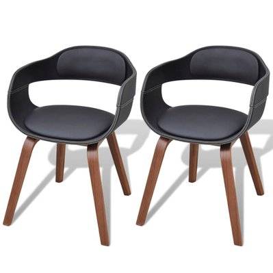Lot de 2 chaises de salle à manger cuisine en bois courbé et synthétique noir CDS020793 - CDS020793 - 3001126899780