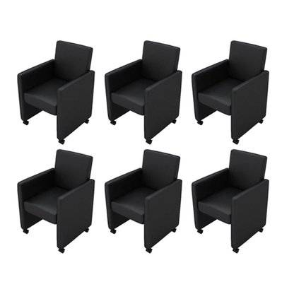 Lot de 6 chaises de salle à manger cuisine design moderne confortable en synthétique noir CDS022678 - CDS022678 - 3000029691538