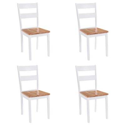 Lot de 4 chaises de salle à manger cuisine design classique bois d'hévéa massif blanc CDS021228 - CDS021228 - 3001171699786