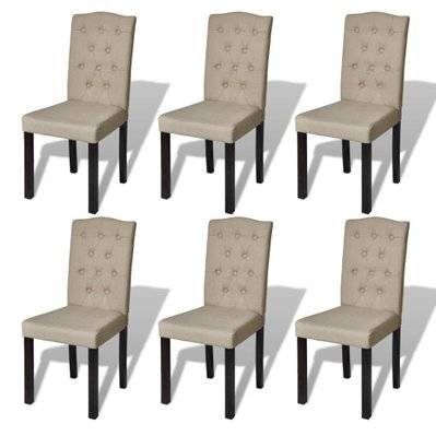 Lot de 6 chaises de salle à manger cuisine design moderne tissu poil de chameau CDS022780 - CDS022780 - 3000030741536