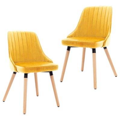Lot de 2 chaises de salle à manger cuisine design rétro velours jaune CDS020662 - CDS020662 - 3001112999784