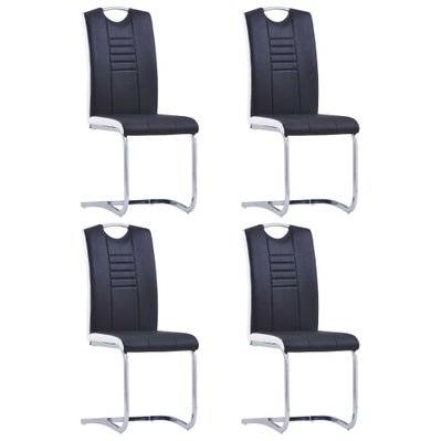 Lot de 4 chaises de salle à manger cuisine cantilever design moderne synthétique noir CDS021421 - CDS021421 - 3000013121539