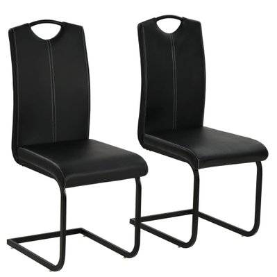 Lot de 2 chaises de salle à manger cuisine cantilever design contemporain synthétique noir CDS020374 - CDS020374 - 3001082899787