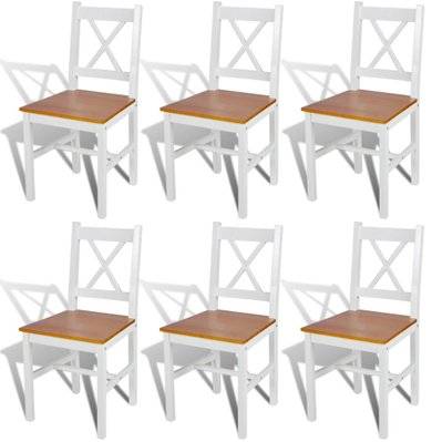 Lot de 6 chaises de salle à manger cuisine design classique Pinède blanc CDS022158 - CDS022158 - 3000024351536