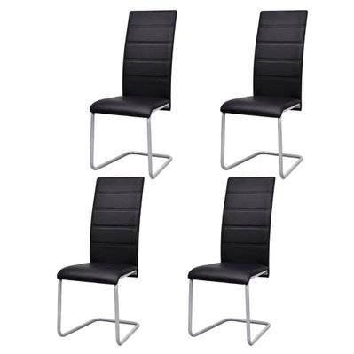 Lot de 4 chaises de salle à manger cuisine cantilever noir synthétique CDS021417 - CDS021417 - 3000013081536