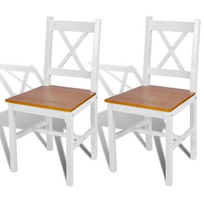 Lot de 2 chaises de salle à manger cuisine design classique bois de pin blanc CDS020167 - CDS020167 - 3001061699780