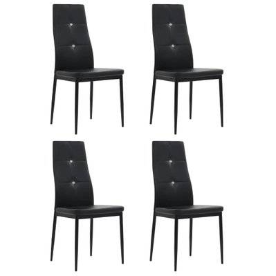 Lot de 4 chaises de salle à manger cuisine confortable et moderne dossier cristaux en synthétique noir CDS021807 - CDS021807 - 3000017161531