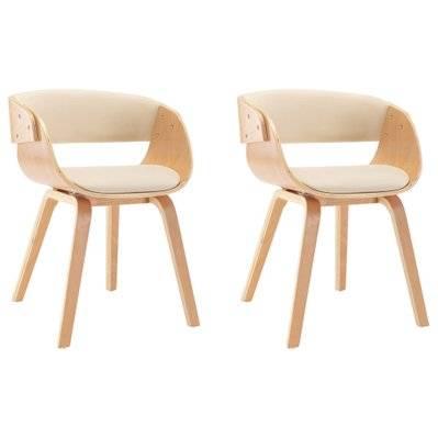 Lot de 2 chaises de salle à manger cuisine design intemporel bois courbé et synthétique crème CDS020406 - CDS020406 - 3001086499785