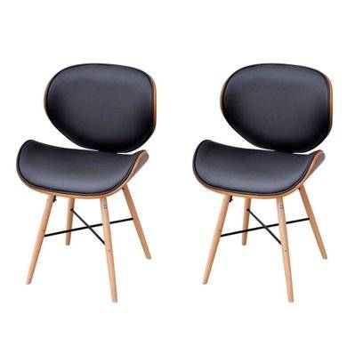 Lot de 2 chaises de salle à manger cuisine design rétro synthétique et bois courbé CDS021036 - CDS021036 - 3001152499787