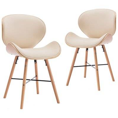 Lot de 2 chaises de salle à manger cuisine design moderne synthétique crème et bois courbé CDS020428 - CDS020428 - 3001088699787