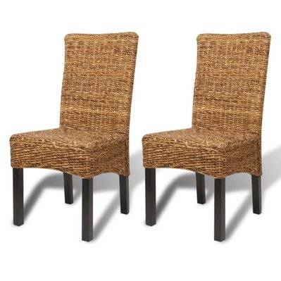 Lot de 2 chaises de salle à manger cuisine design moderne bois solide de manguier et abaca CDS020292 - CDS020292 - 3001074499780