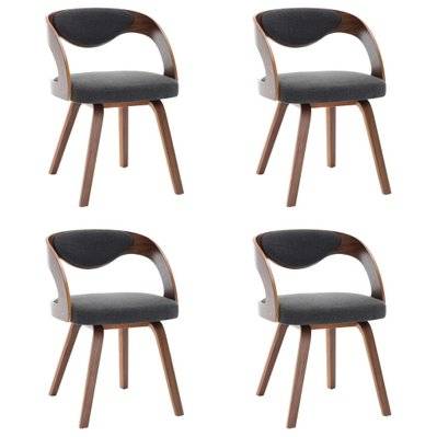 Lot de 4 chaises de salle à manger cuisine design moderne bois courbé et tissu gris foncé CDS021539 - CDS021539 - 3000014431538
