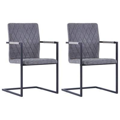 Lot de 2 chaises de salle à manger cuisine cantilever design moderne synthétique gris foncé CDS020327 - CDS020327 - 3001077999782