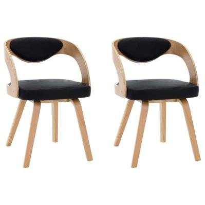 Lot de 2 chaises de salle à manger cuisine design intemporel bois courbé et synthétique noir CDS020796 - CDS020796 - 3001127199780