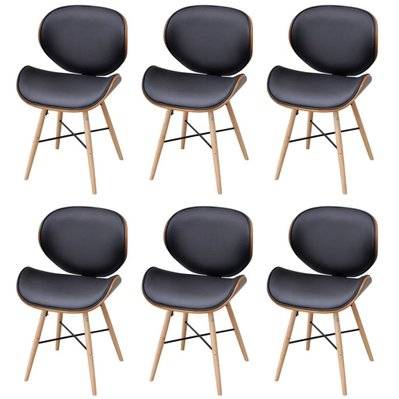 Lot de 6 chaises de salle à manger cuisine design moderne synthétique et bois courbé CDS022848 - CDS022848 - 3000031421536