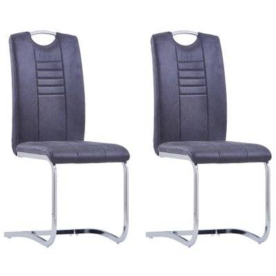 Lot de 2 chaises de salle à manger cuisine cantilever design moderne synthétique daim gris CDS020340 - CDS020340 - 3001079299781