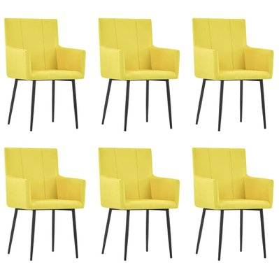 Lot de 6 chaises de salle à manger cuisine avec accoudoirs design moderne tissu jaune CDS022130 - CDS022130 - 3000024061534