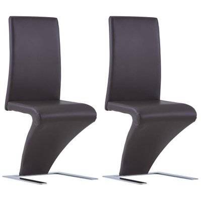 Lot de 2 chaises de salle à manger cuisine zigzag design moderne synthétique marron CDS021158 - CDS021158 - 3001164699786
