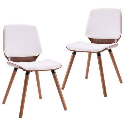 Lot de 2 chaises de salle à manger cuisine design contemporain synthétique blanc CDS020199 - CDS020199 - 3001065199781