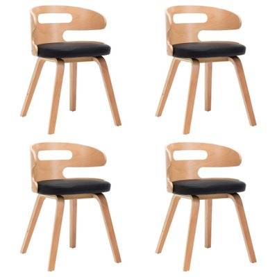Lot de 4 chaises de salle à manger cuisine design intemporel bois courbé et synthétique noir CDS021778 - CDS021778 - 3000016871530